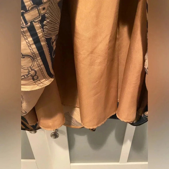 Ann Taylor Navy/Gold Equestrian Midi Silk Satin Feel A-Line Skirt Women’s 2 NWOT - Picture 5 of 14